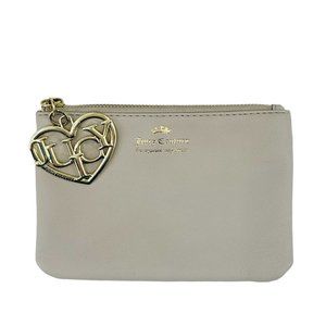 Juicy Cosmetic Bag Gray Gold Logo 7.5"x5" Zip Change Purse Cell Phone Bag Pouch